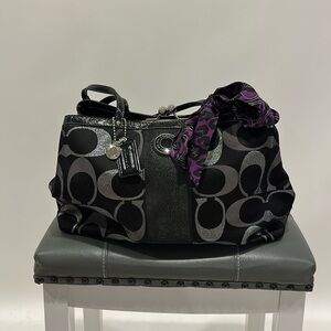 Coach Black and Silver Logo Purse